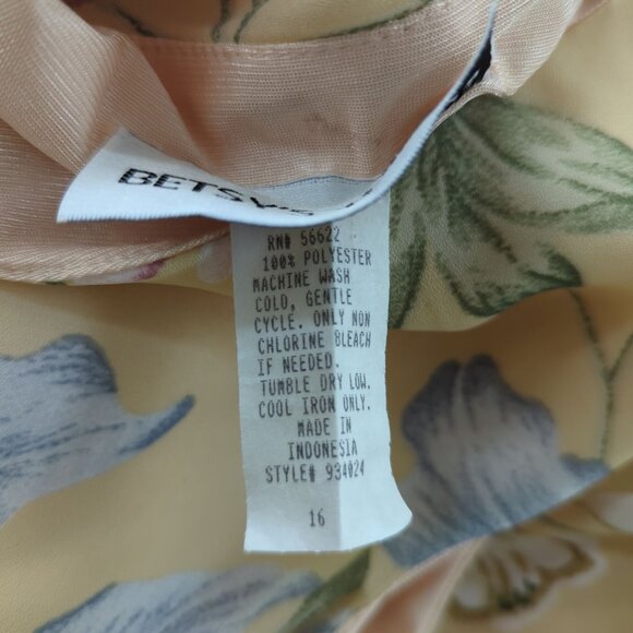 Vintage Betsy's Things Sleeveless Maxi summer yellow blue Dress Ruffled Hem 16 - Picture 8 of 12